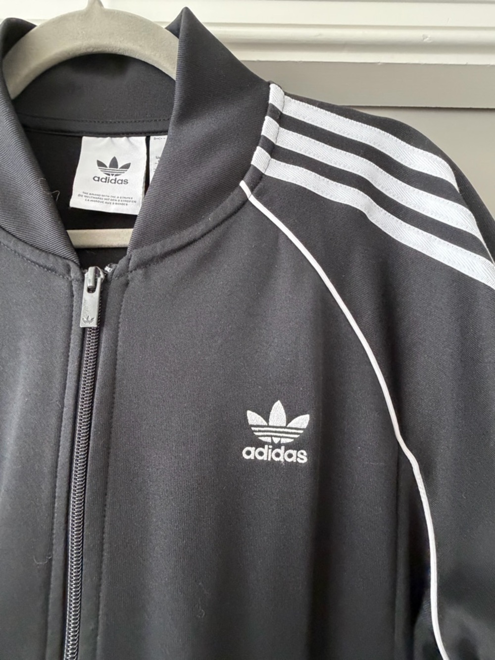 adidas Black Track Jacket with White Three-Stripes - Picture 2 of 5